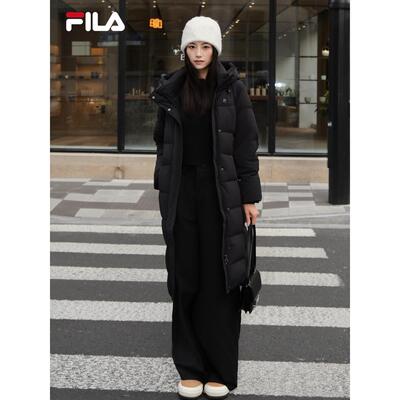 斐乐长款羽绒服女子连帽保暖外套