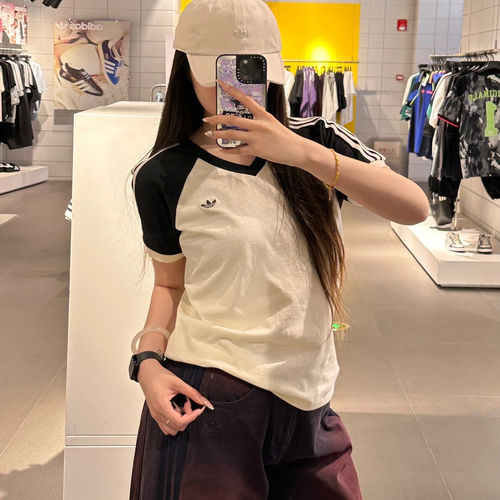 阿迪达斯Adidas三叶草运动休闲时尚v领短袖T恤KF0316KE6163KF0315