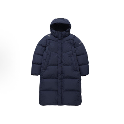 迪桑特连帽拉链中长款羽绒服