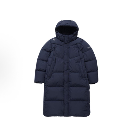 迪桑特连帽拉链中长款羽绒服