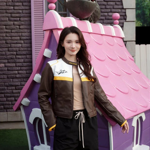 adidas阿迪达斯外套女宋雨琦同款皮质运动夹克机车服JM8024JM8023
