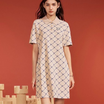 斐乐/FILAFUSION潮牌女子针织连衣裙新款休闲时尚纯棉T11W423306F