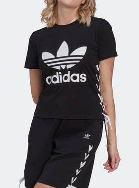 Adidas女子运动休闲圆领透气中性常规短袖T恤HS2598HS2599HS2602