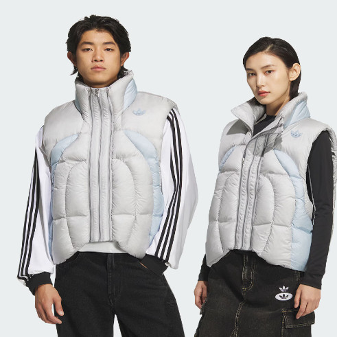 adidas保暖鸭绒羽绒背心马甲