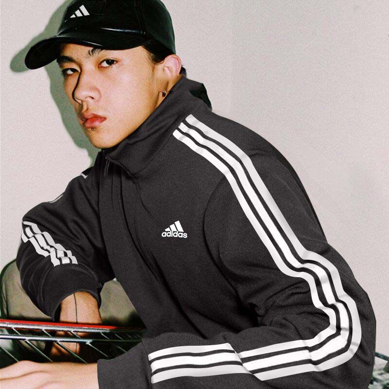阿迪达斯adidas正品针织立领夹克男装运动服休闲服运动外套H46099 - 实物图