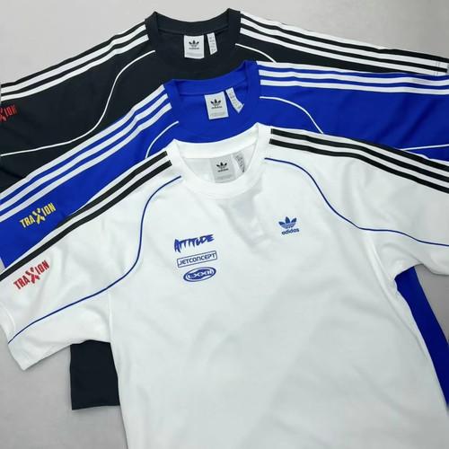 adidas阿迪达斯男子机车风纯棉圆领宽松运动短袖T恤JL8422 JL8419