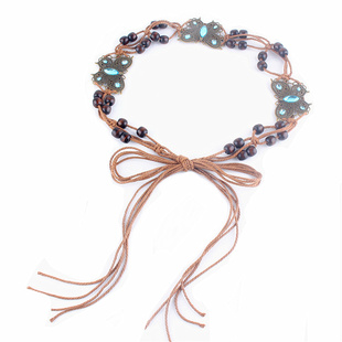 波西米亚麻绳腰带女夏季百搭ins风潮连衣裙装饰腰封蝴蝶腰链腰绳