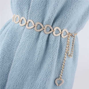 甜美心形装饰腰链女配裙子时尚连衣裙裤子水钻腰带细款流苏链条