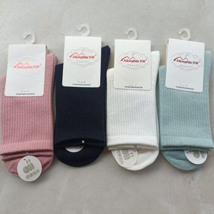 梦娜4063春秋季款新款纯棉女袜吸汗防臭透气袜青少年袜中筒袜休闲