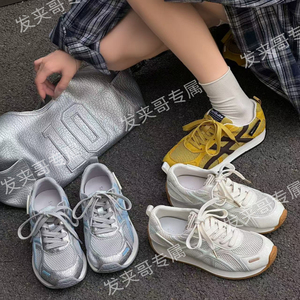 (跑道鞋)2025夏季新款时尚百搭网面透气拼色爆款老爹鞋子女91101