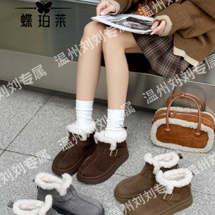 加绒勃肯靴冬毛毛雪地靴51D11 软底短筒棉鞋 2025新款 暖绒