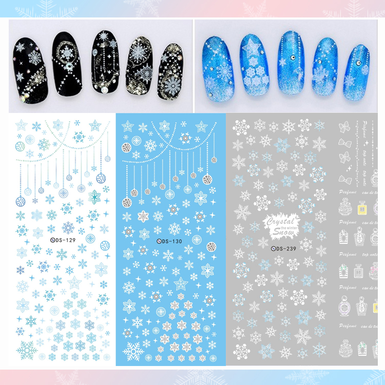 美甲水印贴纸饰品 圣诞白色雪花水转印光疗指甲5#香水瓶字母小树