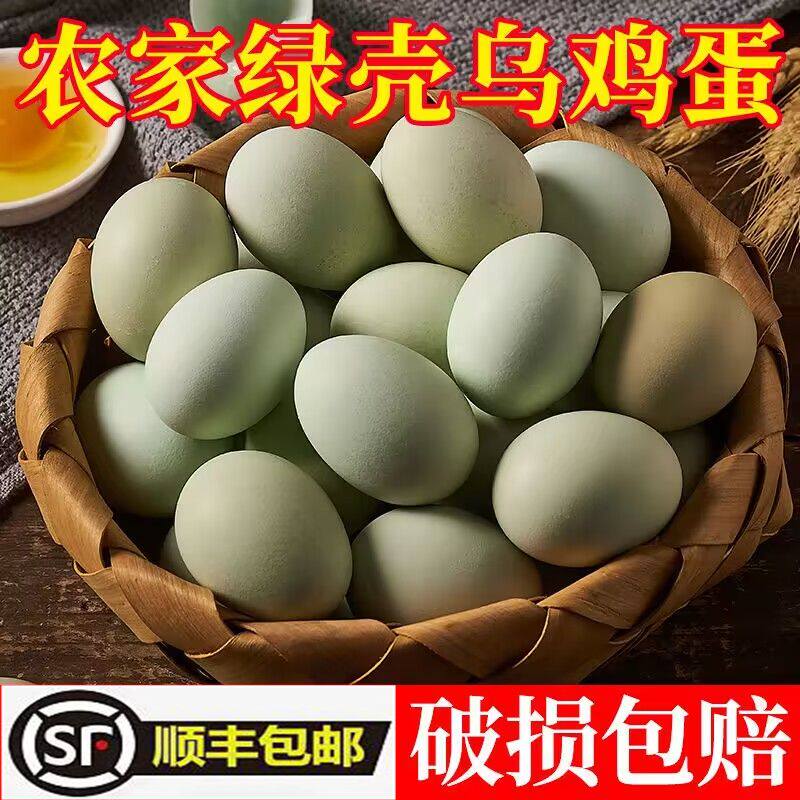 现捡新鲜绿壳土鸡蛋乌鸡蛋绿色小
