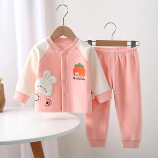 打底睡衣 宝宝儿童秋衣裤 婴儿两件套内衣男女加绒套装 无骨春秋冬季