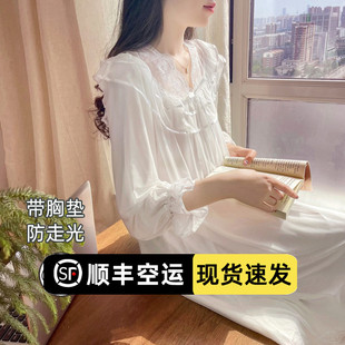 甜美公主宫廷风长裙睡衣家居服蕾丝带胸垫 BIEN莫代尔睡裙女春秋季