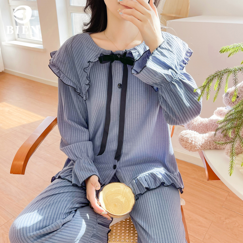 BIEN法式宫廷风睡衣女春秋季甜美可爱公主风家居服可外穿睡裙纯棉