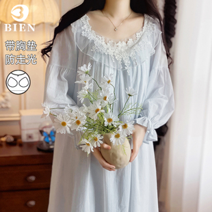 睡裙女春秋季 BIEN带胸垫法式 甜美可爱公主宫廷风家居服高级感纯棉