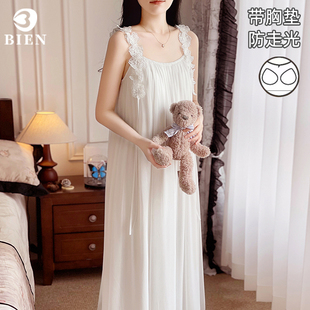新款 BIEN带胸垫仙女网纱睡裙女夏季 甜美可爱公主家居服可外穿晨袍