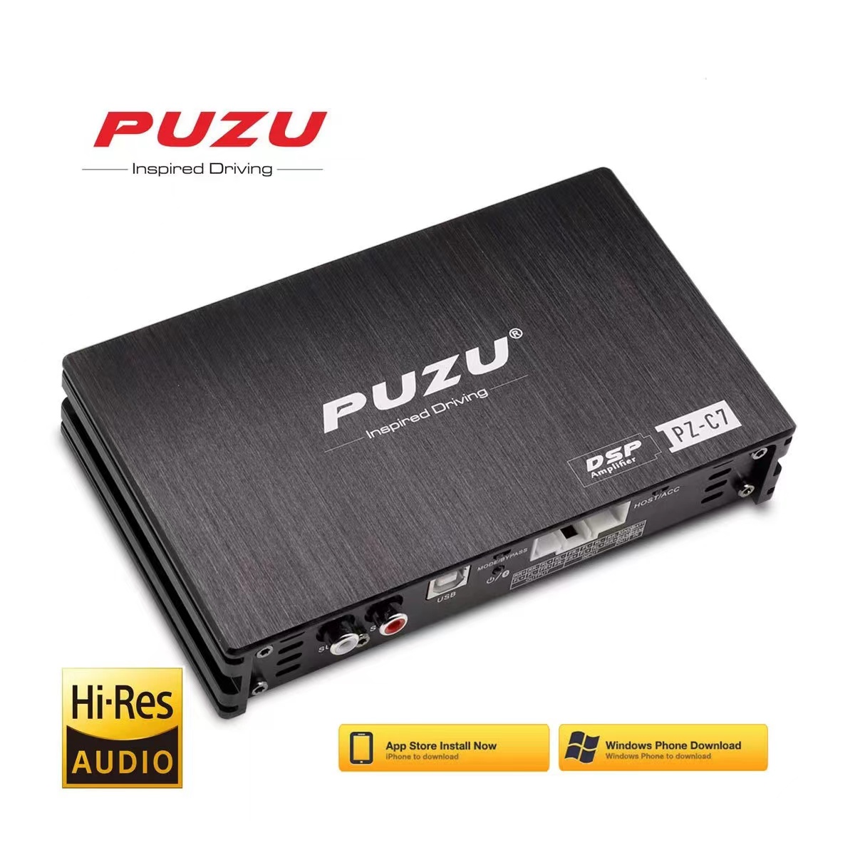 PUZU-C7汽车音响改装DSP功放4进6出15段EQ手机电脑调音音质处理器