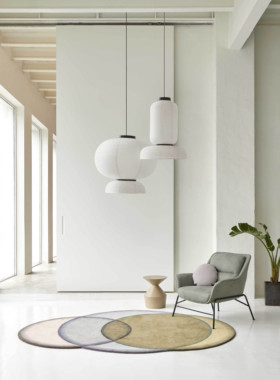 GIRONES进口GAN手工枪刺簇绒不规则圆形拼接客厅卧室红色绿色地毯