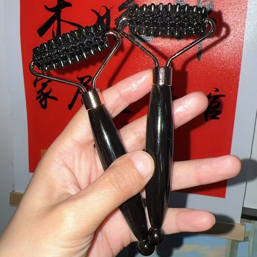 天然檀黑水按摩梳子经络刮沙棒全身疏通经络按摩刮沙滚轮