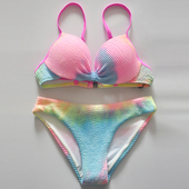 聚拢性感钢托泳装 温泉大胸显瘦钢圈比基尼小胸加厚比坚尼泳衣 韩版