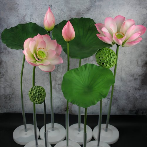 仿真带杆荷花莲花真实手感可水洗