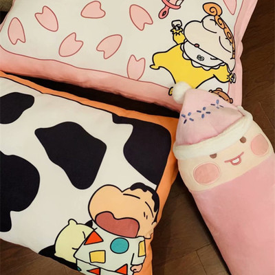 卡通可爱蜡笔小新枕头枕套情侣款枕头套沙发居家毛绒抱枕靠垫靠枕