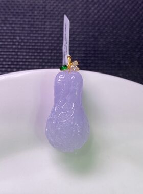 翡翠批发天然A货紫罗兰白菜吊坠立体百財吊坠冰种飘花18k金镶嵌