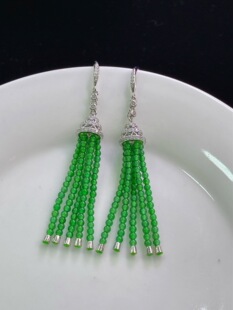 翡翠批发天然a货翡翠耳坠冰种辣阳绿辣色百搭耳坠925帝王绿国风