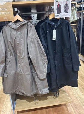 优衣库正品秋季男女涂层水洗风衣