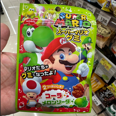 日本本土nobel任天堂SuperMario超级马里奥造型哈密瓜汽水软糖
