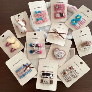 niannian念念韩系毛绒毛线花店发夹甜美蕾丝碎花爱心BB夹百搭发饰