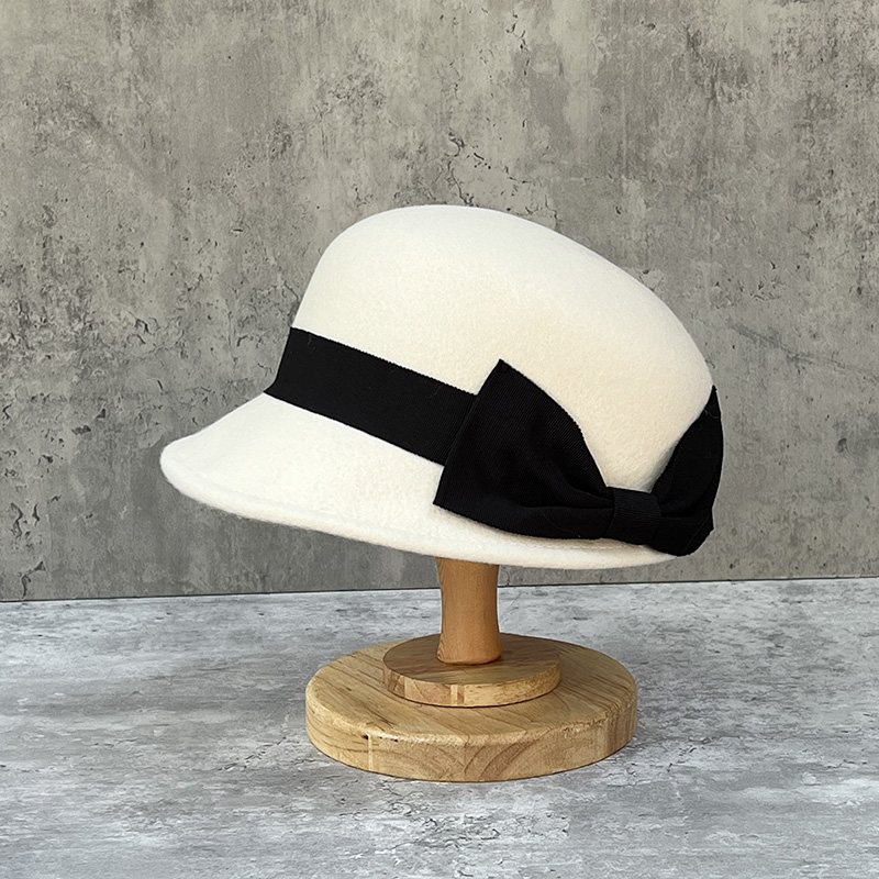 小香风格马术帽秋冬蝴蝶结鸭舌帽