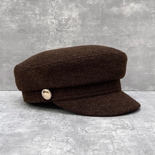 咖啡色ins帽韩国款 鸭舌帽女士画家帽子 秋冬英伦风报童帽设计师款