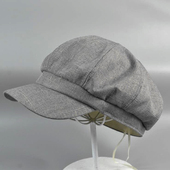 百搭有范儿薄款 麻料灰色八角帽鸭舌帽子女夏天潮人复古文艺画家帽
