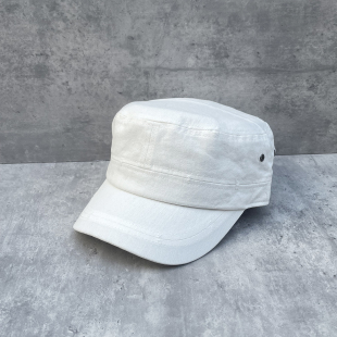 早古氛围感白色马术帽春夏个性 时髦破洞平顶鸭舌帽子逛街辣妹街头