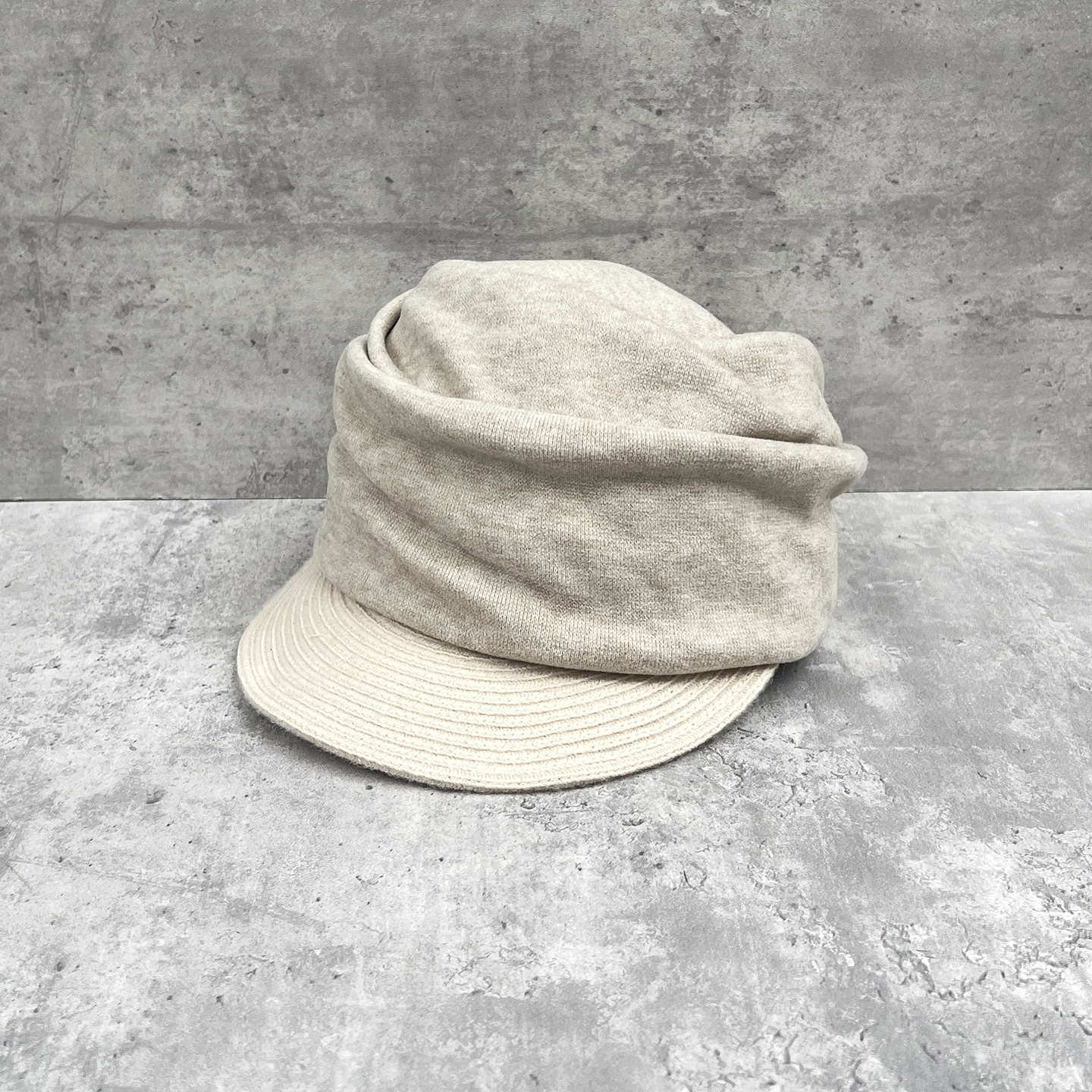 褶皱柔软羊毛混纺编织沿拼接帽子