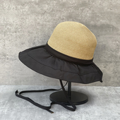 清仓不tui换黑胶防晒大檐帽子出游沙滩渔夫帽遮脸可折叠遮阳草帽