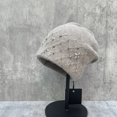 双层加厚韩系秋冬新款兔毛毛线帽