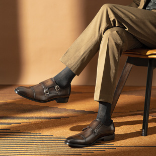 皮鞋 男头层牛皮男士 西装 真皮套脚批发男式 商务正装