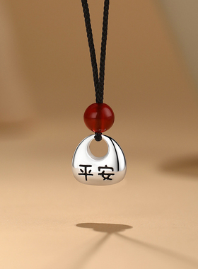 实心足银999纯银项链平安胖福吊坠银坨坨红绳情侣男女礼物锁骨链