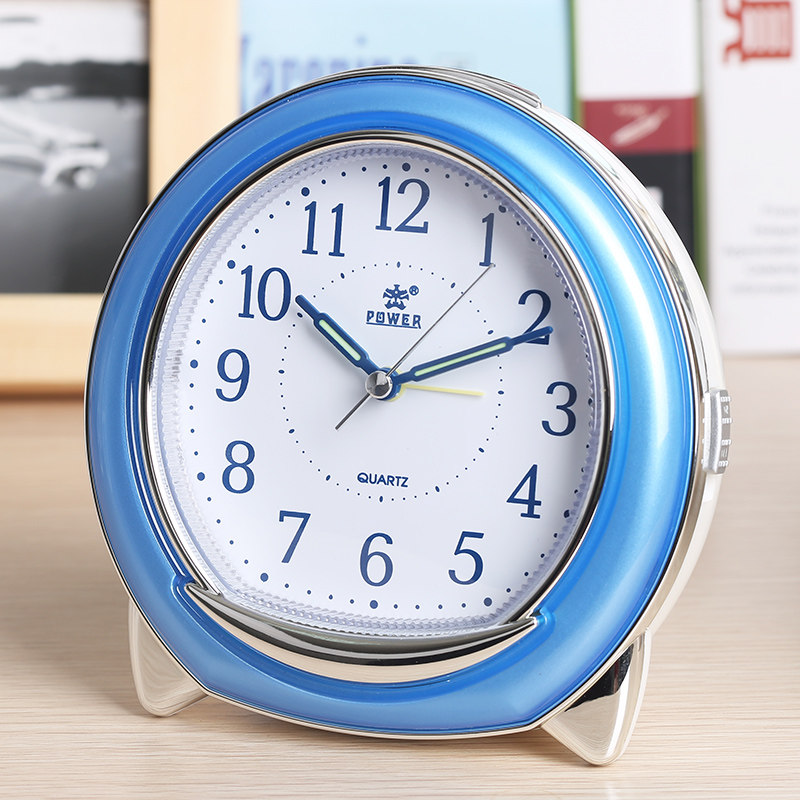 霸王power贪睡打铃闹钟时尚创意静音儿童学生床头小台钟专框正品