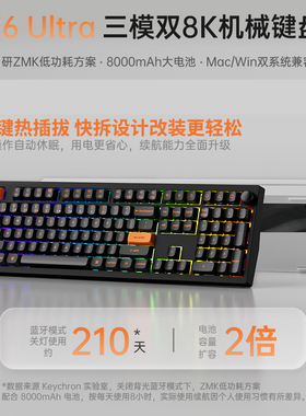 Keychron 渴创Z6Ultra 三模机械键盘蓝牙无线双8K MAC系统铝砣砣