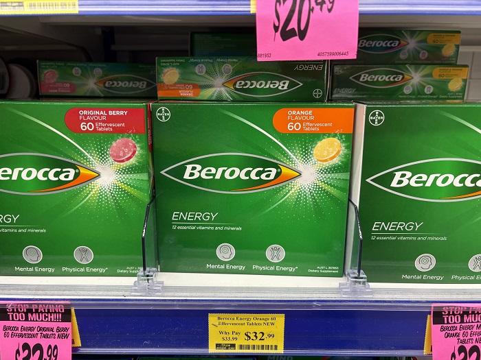 新西兰直邮Berocca维C泡腾片60片补充VC镁锌VB多种维生素c泡水