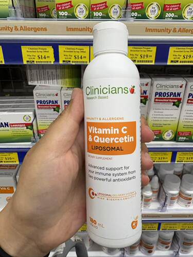 新西兰直邮Clinicians科立纯脂质体维生素C+槲皮素清肺vc180ml