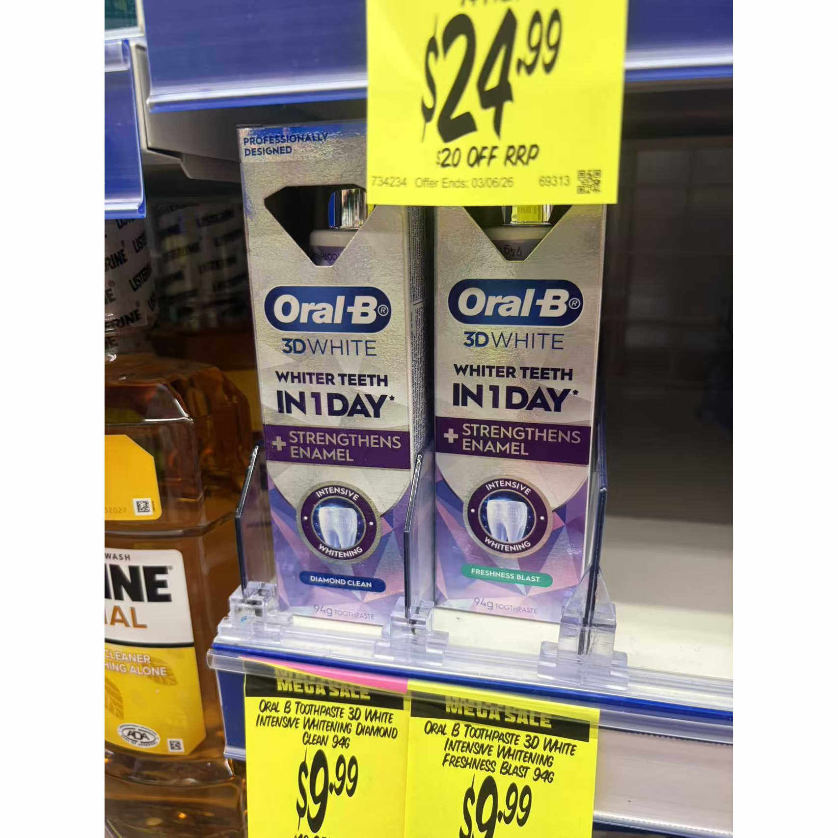 新西兰代购直邮Oral B 1日美白牙膏 4件以上包邮
