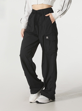 MLB运动裤女裤25新款NY小标凉感透气显瘦阔腿裤休闲长裤3FWPB0853