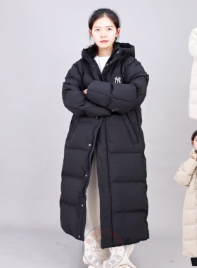 MLB羽绒服男女25冬季新款NY防水防泼水运动长款棉羽外套3ADJB2356