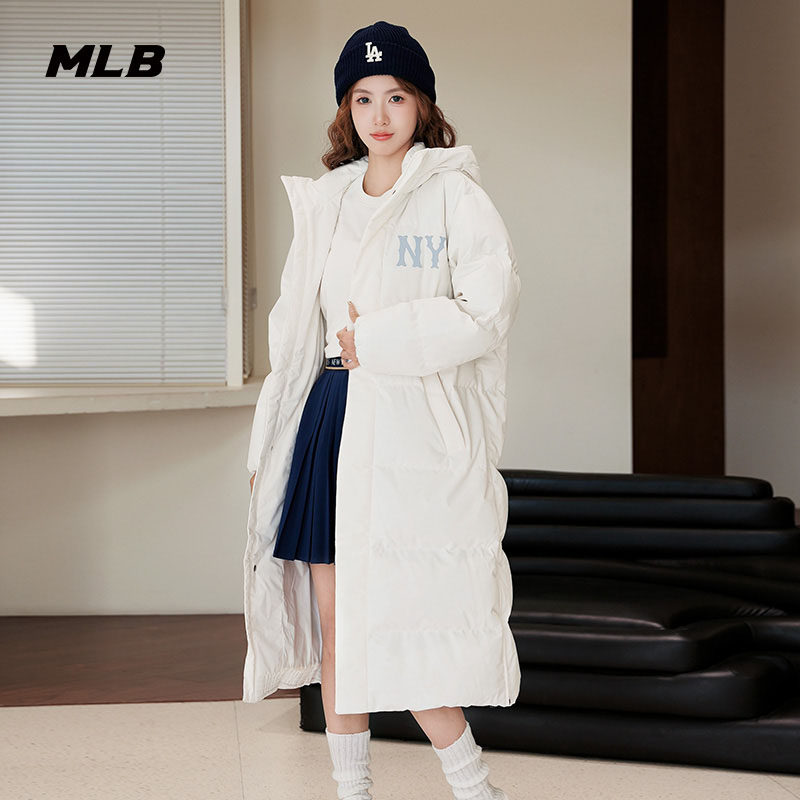 特价MLB情侣中长款加厚鹅绒服